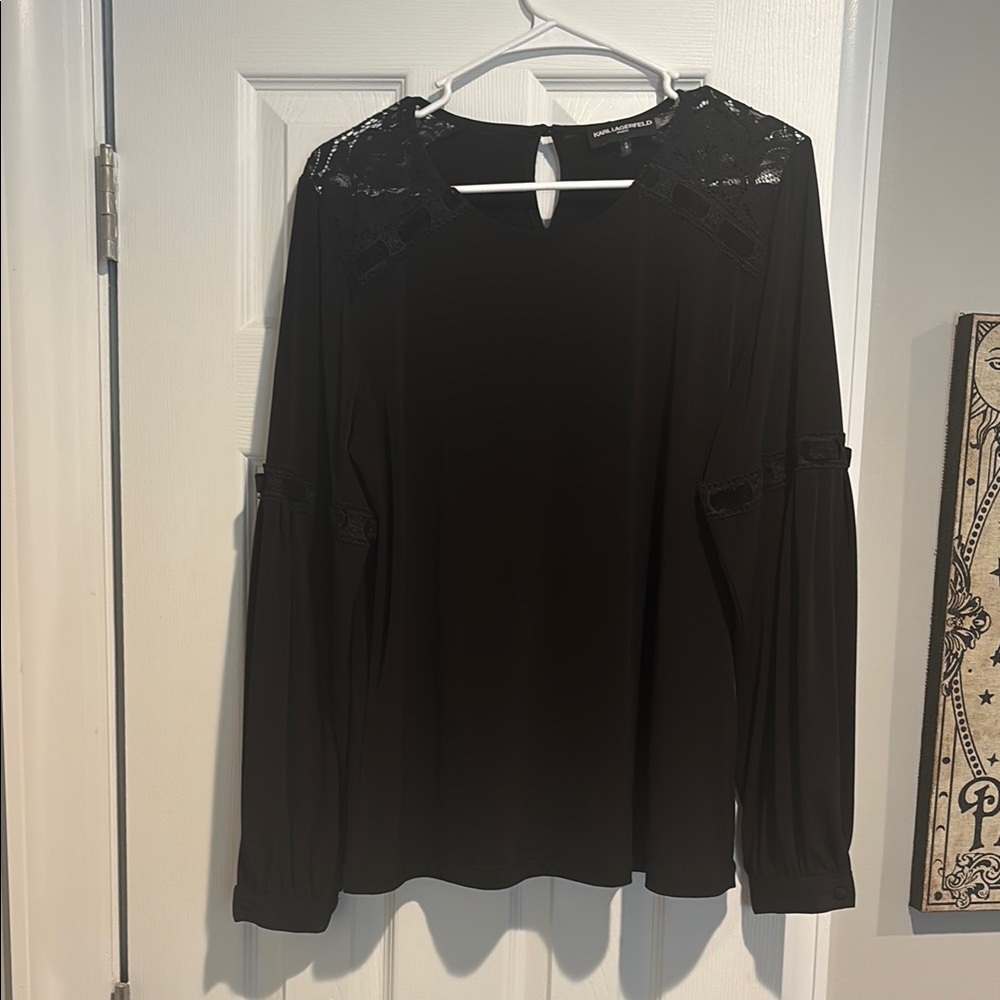 Elegant Black Lace Women's Top. Karl Lagerfeld